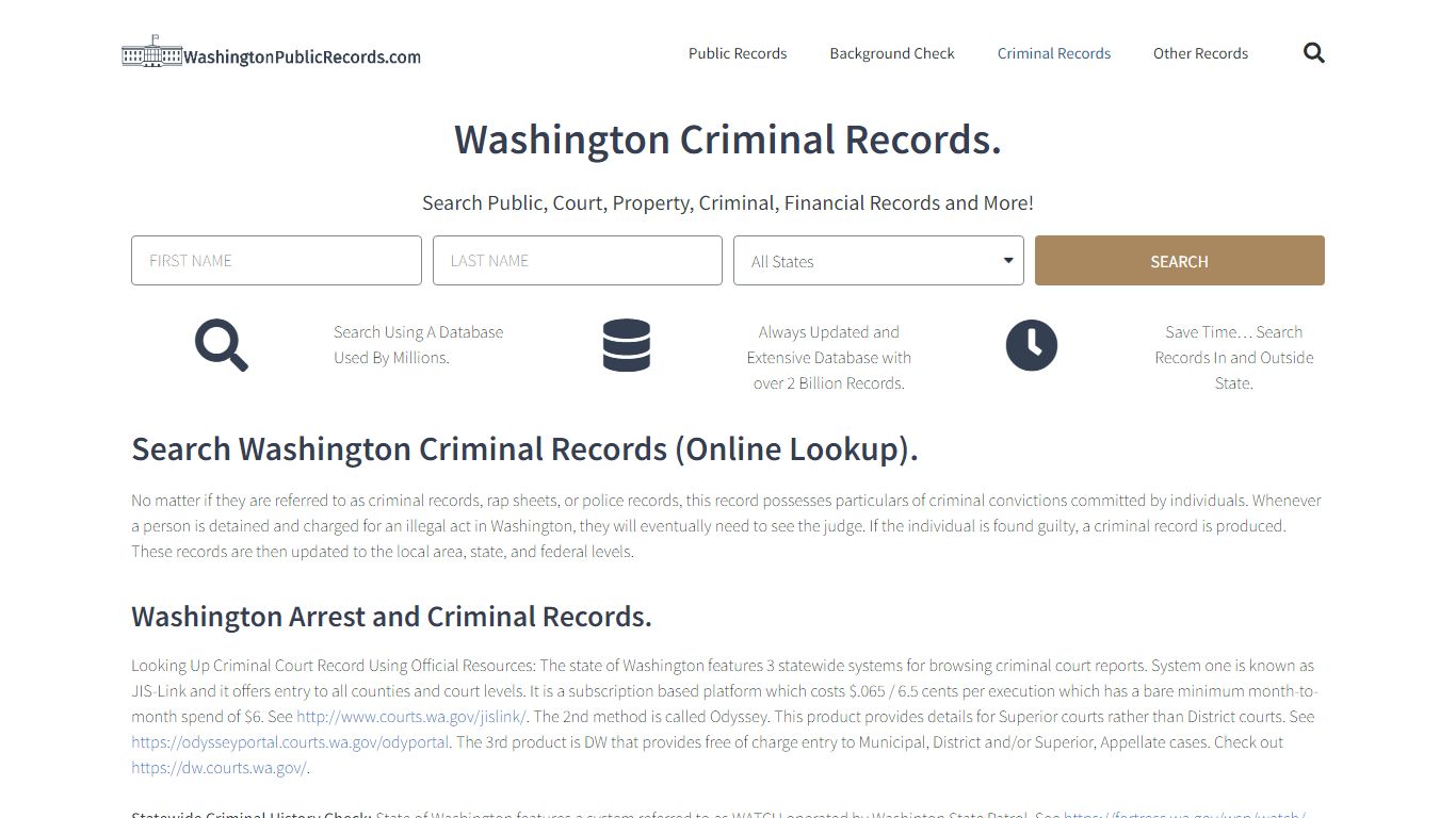 Washington Criminal Records: WashingtonPublicRecords.com